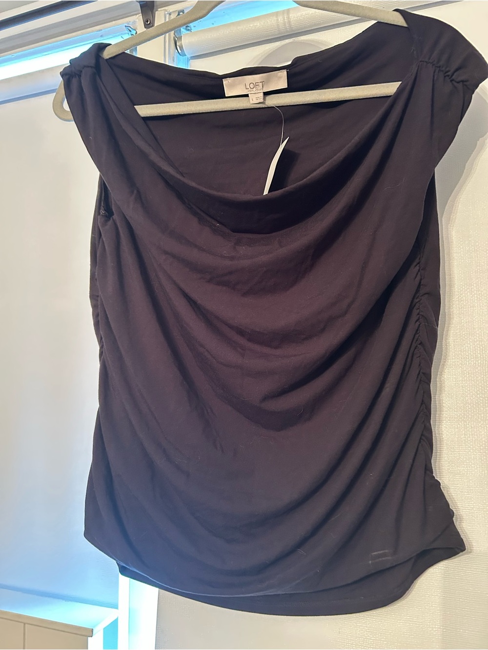 LOFT Black Draped Neck Sleeveless Camisole